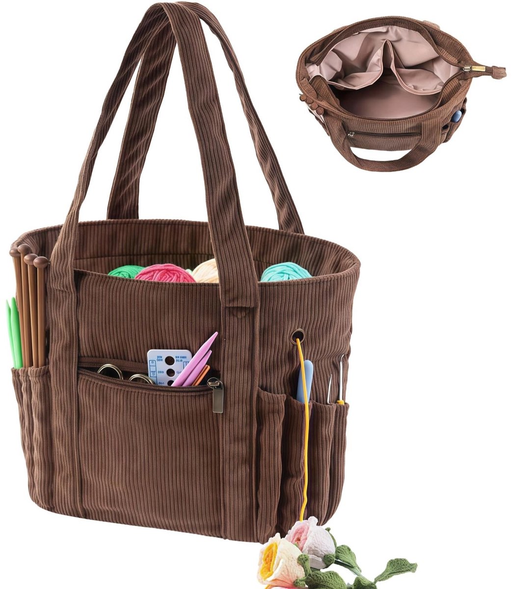 Omgoods - Draagbare Vintage Haakopbergtas van Corduroy