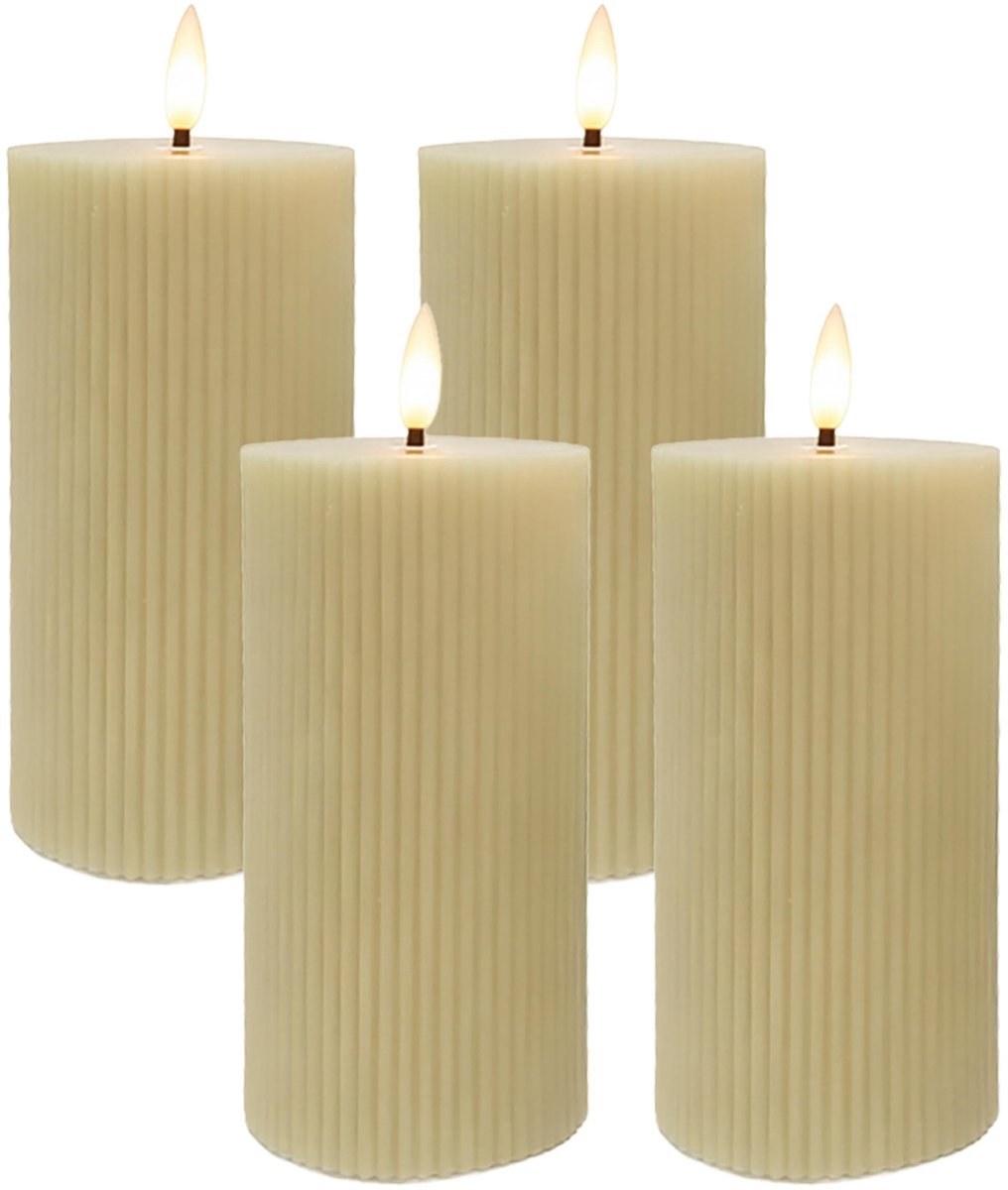 Omgoods - Set van 4 LED Kaarsen met Vlam en Echt Was