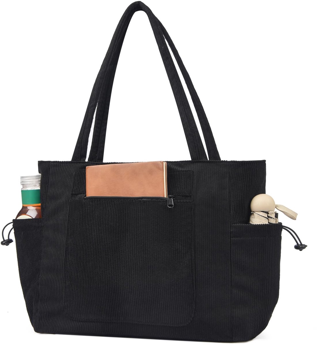 Omgoods - Grote Corduroy Handtas met Rits voor Laptop