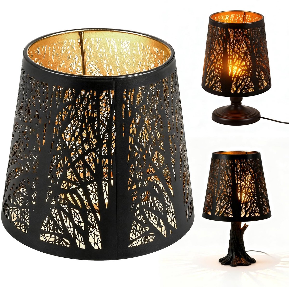 Omgoods - Vintage Tafellamp met IJzeren Lampscherm en Houten Design