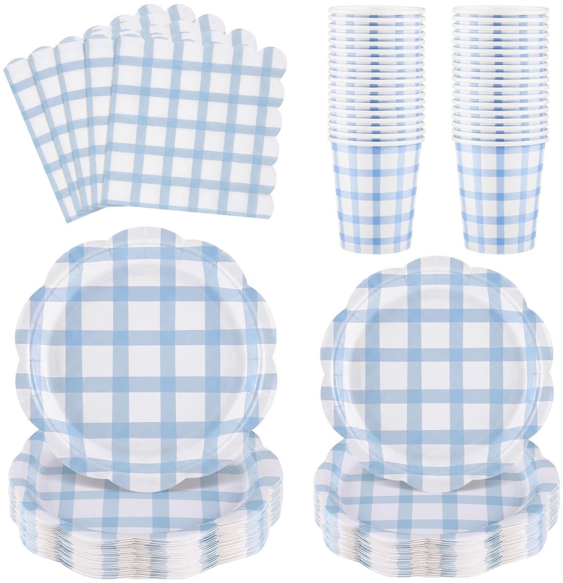 Omgoods - Set van 96 Stuks Feestservies in Blauw voor 24 Personen