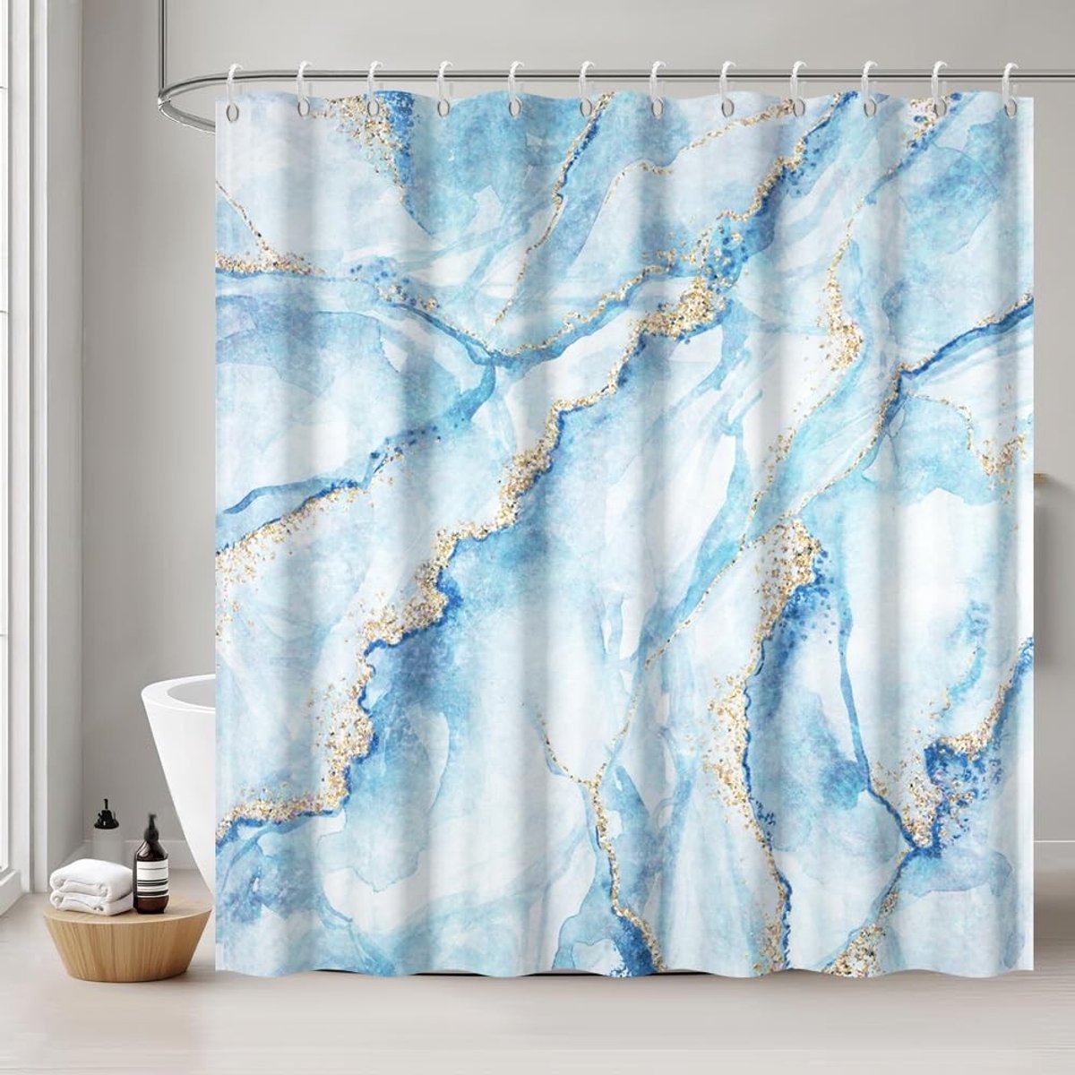Omgoods - Modern Douchegordijn met Marmerpatroon 180x220 cm