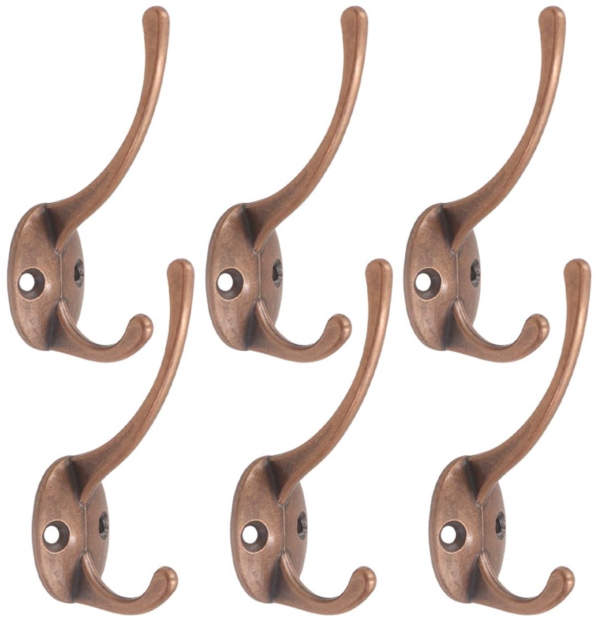Omgoods - Set van 6 Vintage Kledinghaken voor Wand en Deur