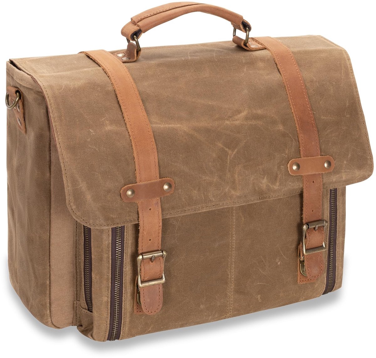 Omgoods - Vintage Leren Laptop Bag met Schouderriem voor 17 Inch Laptop