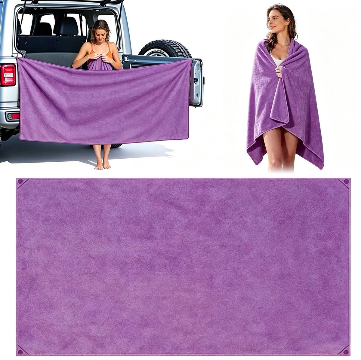 Omgoods - Magnetische Strandhanddoek 80x190cm in Paars