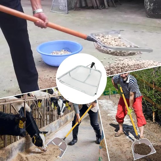 Zandzeef, tuin, zandzeef, schep, aardezeef, metalen schep, boerderijschep, tuinzeef, afdruiprek, fijne zeef, tuingereedschap, robuust, gemakkelijk te grijpen zeefschep — afbeelding 4