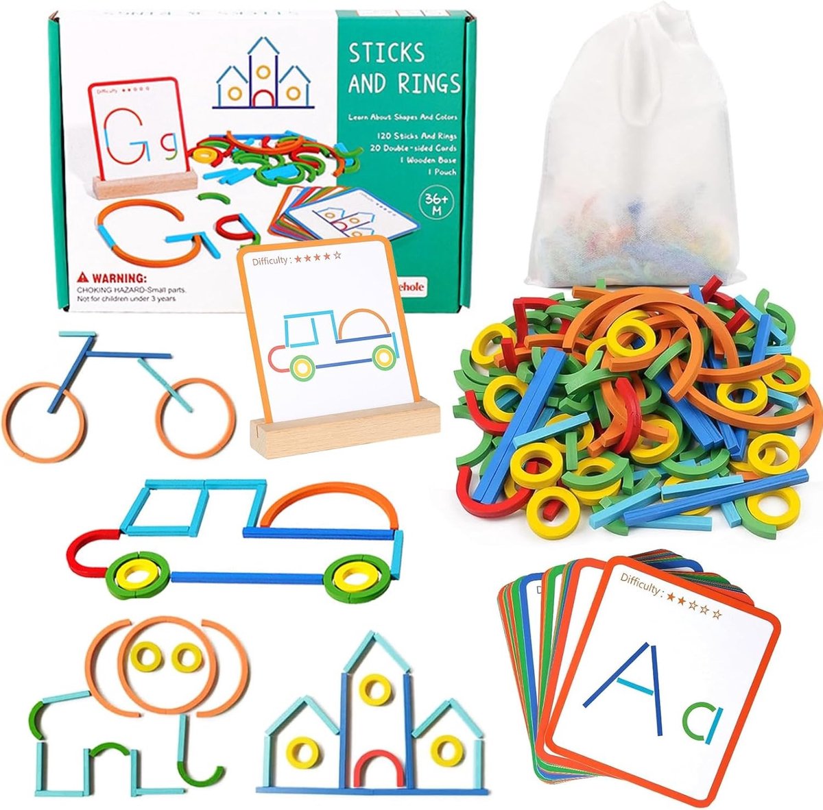 Educatieve Montessori Speelgoed voor Kinderen van 3 tot 4 Jaar, Creatieve Puzzels en Vormspelletjes voor Peuters