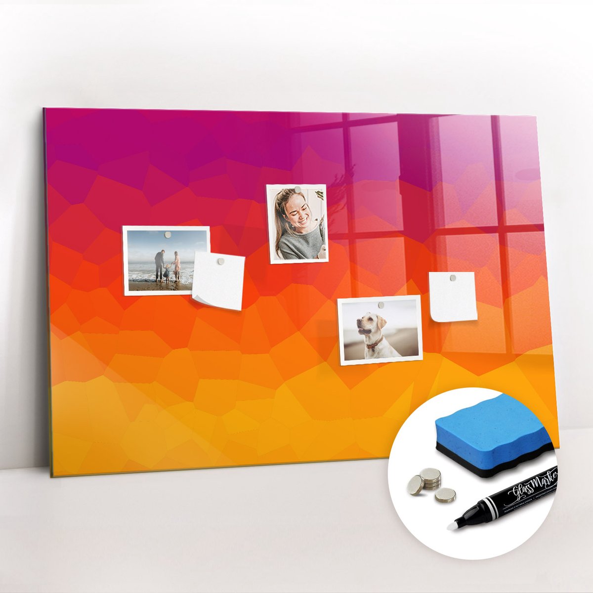 Tulup Whitebord - Zonsopgang - 90 x 60 cm - Veelkleurig Foto Magneetbord - Gratis 5 Sterke Magneten + Whiteboard Marker & Wisser - Moderne Wanddecoratie - Foto Magneetbord - Planning Muur