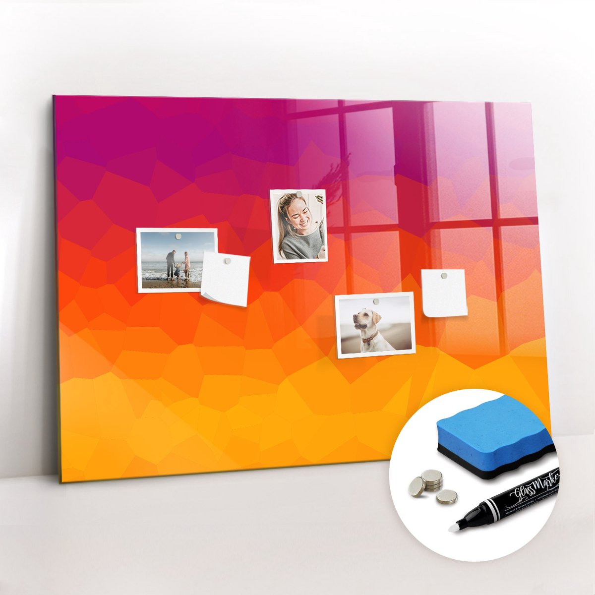 Tulup Whitebord - Zonsopgang - 100 x 70 cm - Veelkleurig Foto Magneetbord - Gratis 5 Sterke Magneten + Whiteboard Marker & Wisser - Organizer Muur - Magnet Board - Organiseer Je Bureau