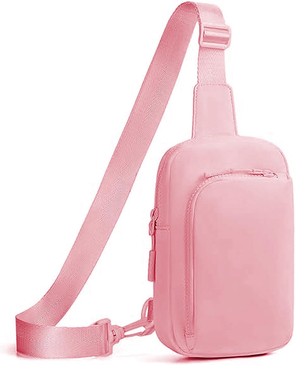 Crossbody Tas voor Dames & Heren - Kleine Schoudertas - Anti-diefstal Paspoorthouder - voor Reizen - Roze - 1 Stuk