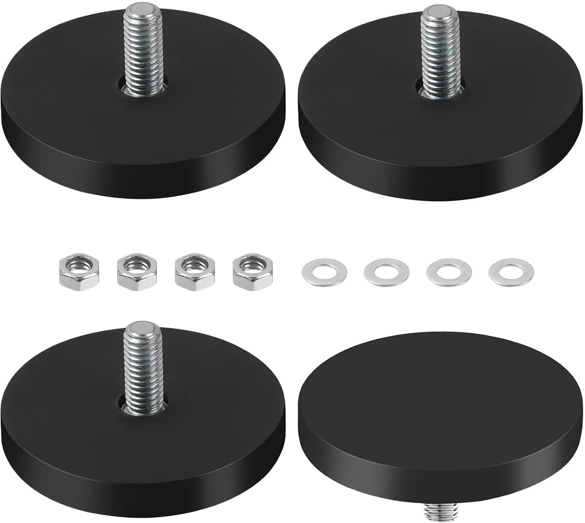 SnelShoppen - Neodymium Magneten Gummid Ø 43mm met M6 Mannelijke Draad, Rubber Ronde Magneten, Magnetische Systemen met Rubber Coating, Voor Schroef O