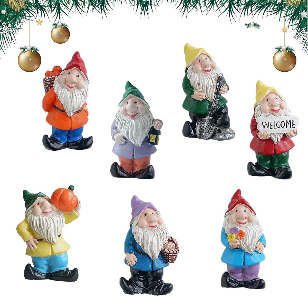 7pcs Christmas Miniature Ornaments Mini Resin Small Figures Santa Figures Ornaments Resin Christmas Decorations for - ShopVlot