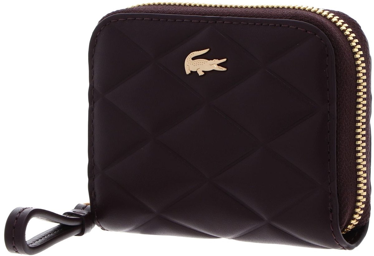 LACOSTE Leren portemonnee Zip Coin Wallet Oxalis wijnrood