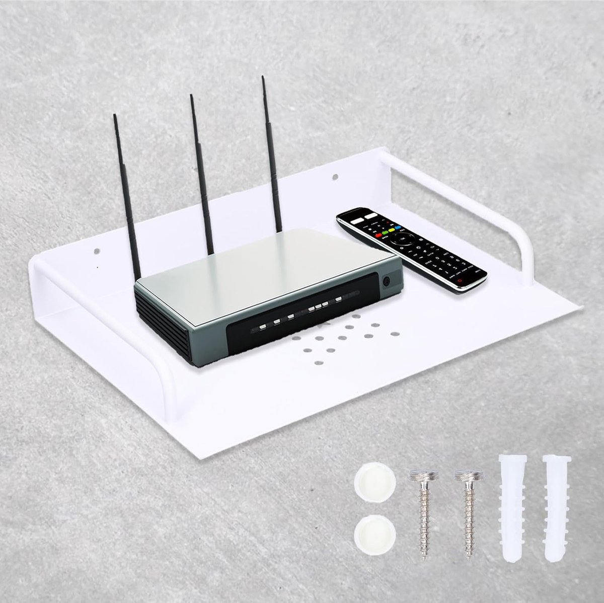 SnelShoppen - Aluminium Router Wandrek Wifi Opbergdoos voor Slaapkamer - Ruimtebesparend, Sterke Draagcapaciteit, Elegante Uiterlijk, Voor Router, DVD