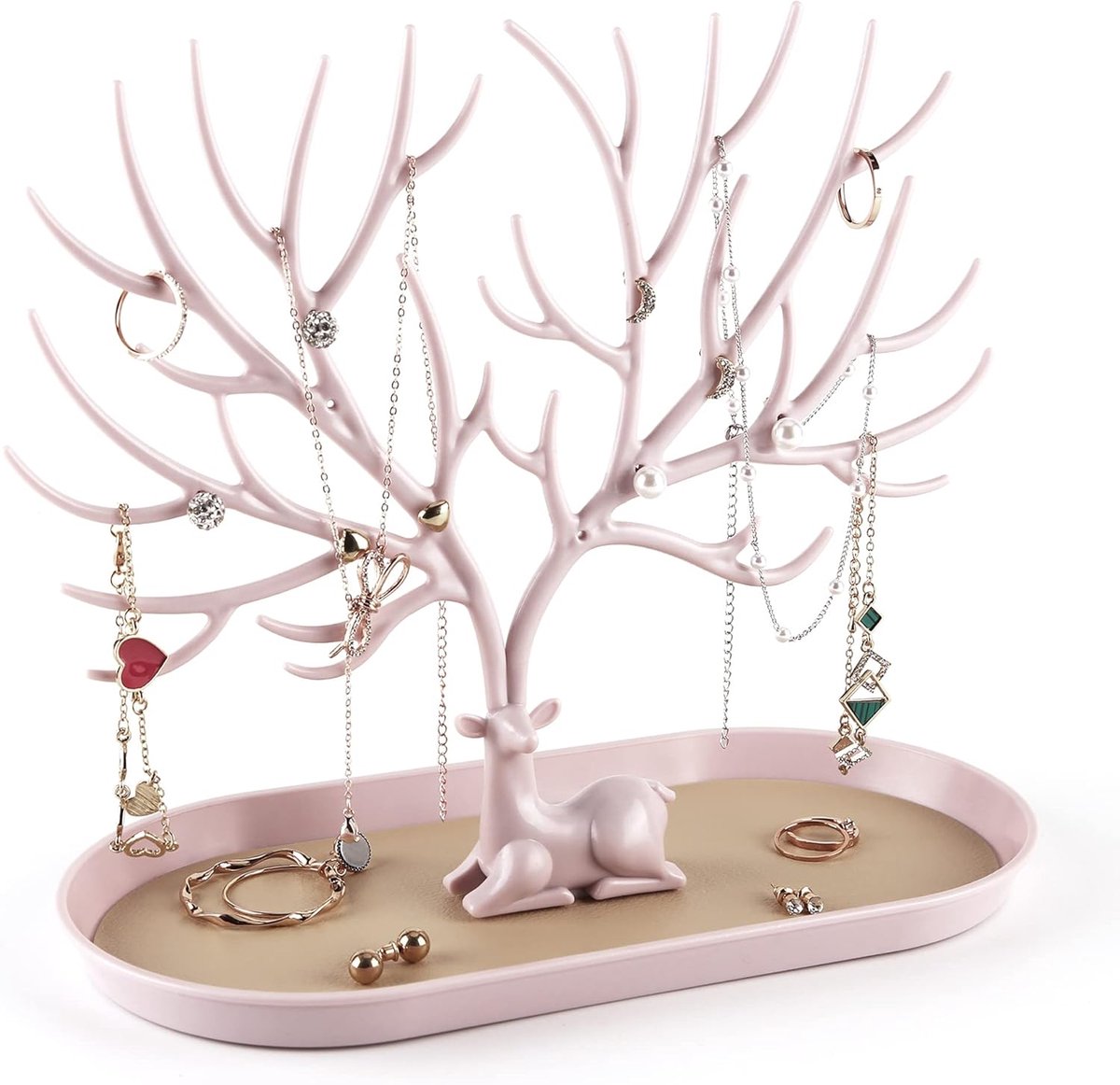 SnelShoppen - Antlers Sieradenstandaard voor Ringen, Oorbellen, Halskettingen, Armbanden - Hoogwaardige Plastic, Draagbaar & Uittrekbaar - Grote Capac