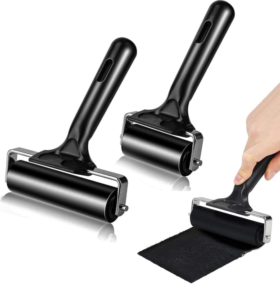 Rubberroller 2Pcs - Hoogwaardige rubberen wals - Comfortabele handgreep - Ideaal voor knutselen - ShopVlot