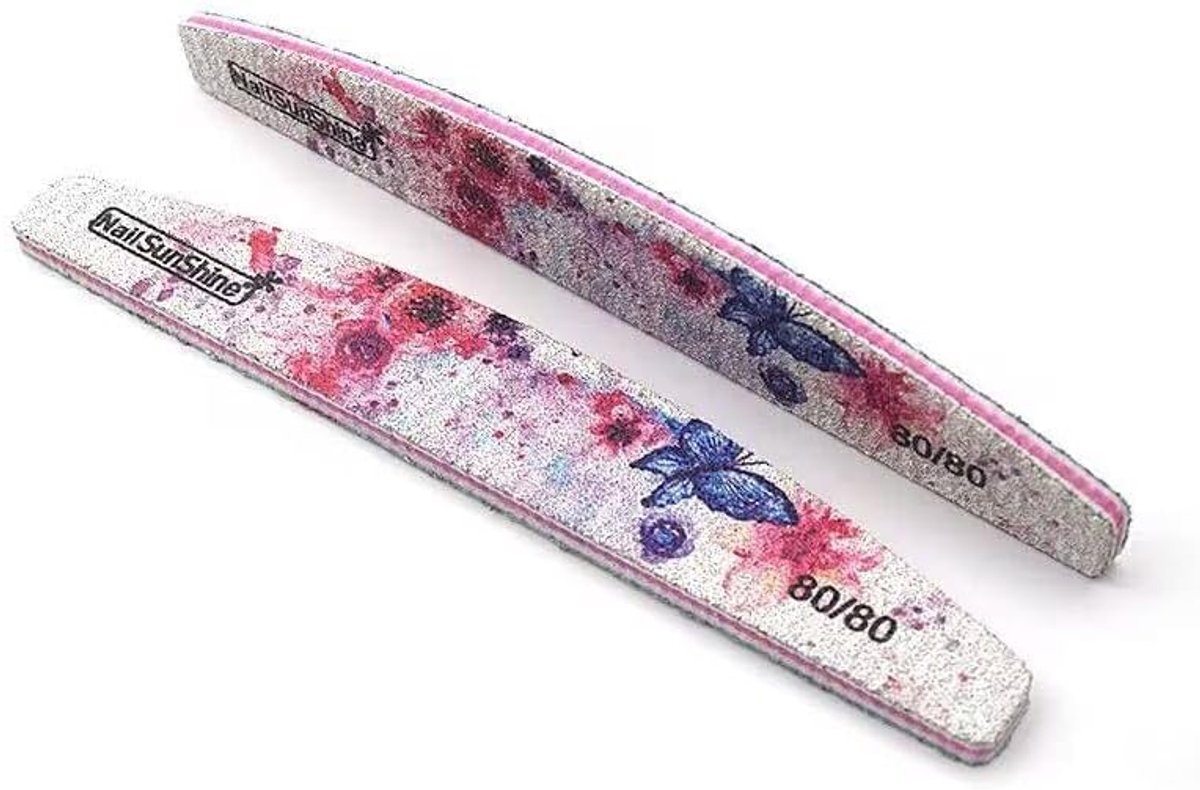 SnelShoppen - 10 Stuks Nagelvijlen 80 Grit Dubbelzijdige Nagelbuffer voor Nagelkunst Manicure Pedicure Zorg - Bloemen Motief