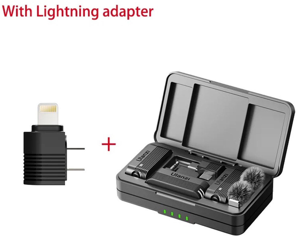 Lamor Draadloze microfoon - Microfoons - Draadloos - Bereik 20m - 20 Hz tot 20 kHz - SNR ≥58dB - USB-C naar 3,5mm TRS-adapter