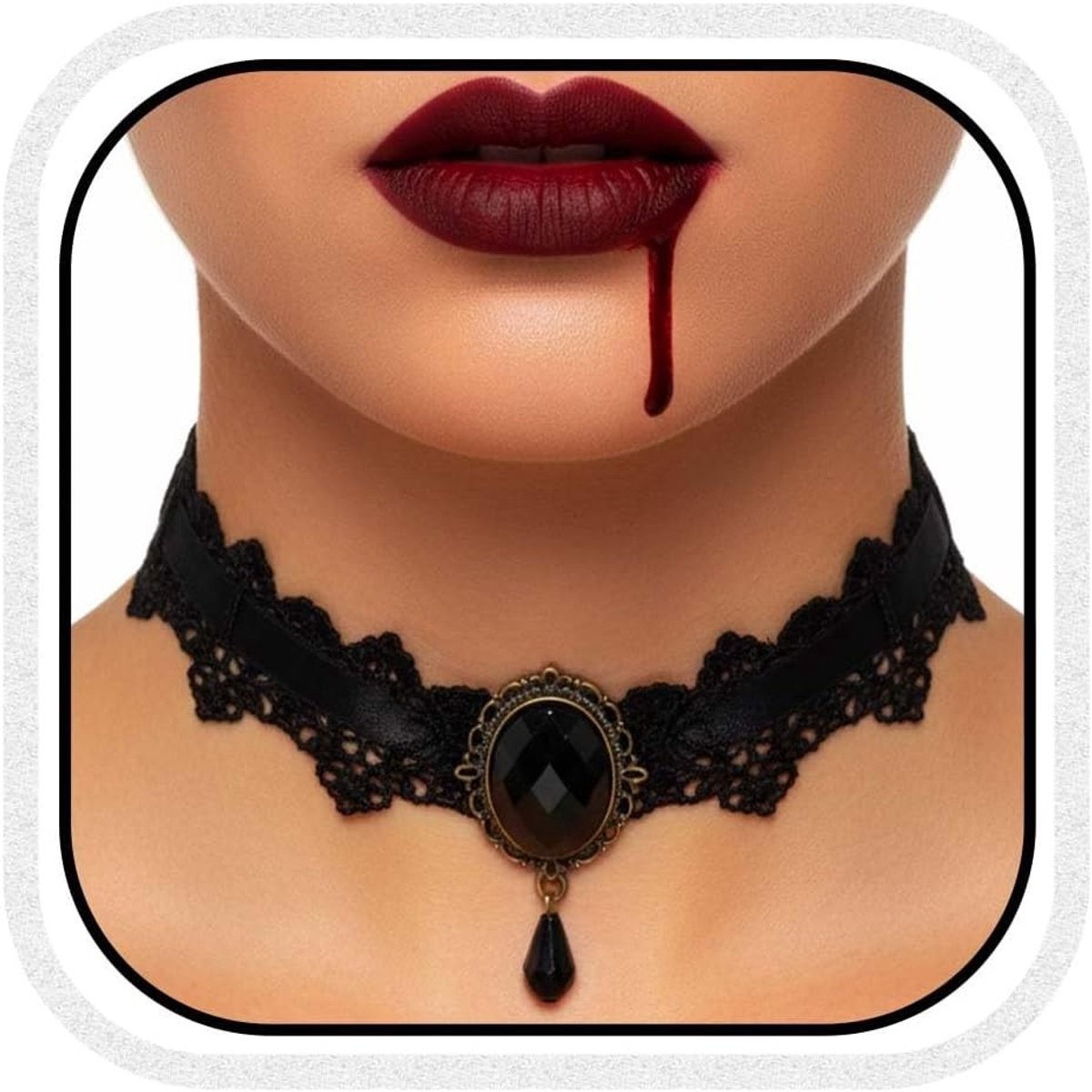 Halloween Choker Kettingen met Strass en Zwarte Kralen voor Vrouwen - Perfecte Accessoires voor Feestjes en Kostuums