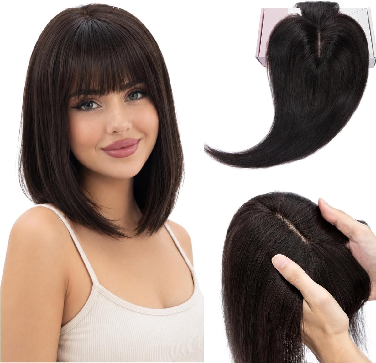 Pony Haarstukjes van echt haar voor dames, 360° dekking, Remy haar, clip-in haartopper, 30 cm, natuurlijk zwart, ideaal voor volume en stijl