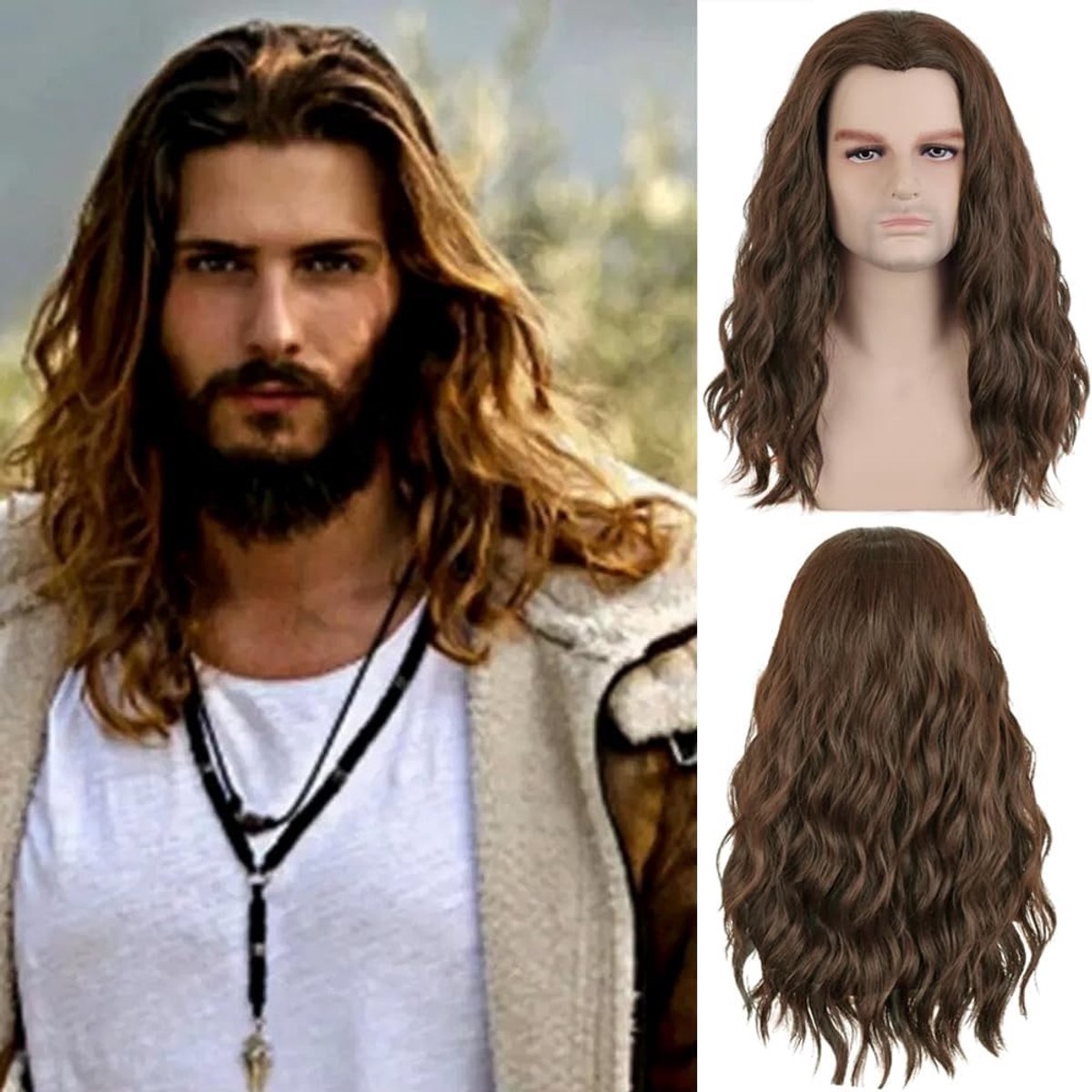 Donkerbruine Korte Krullende Cosplay Perücke voor Aquaman Arthur Curry Halloween Kostuum en Feestjes
