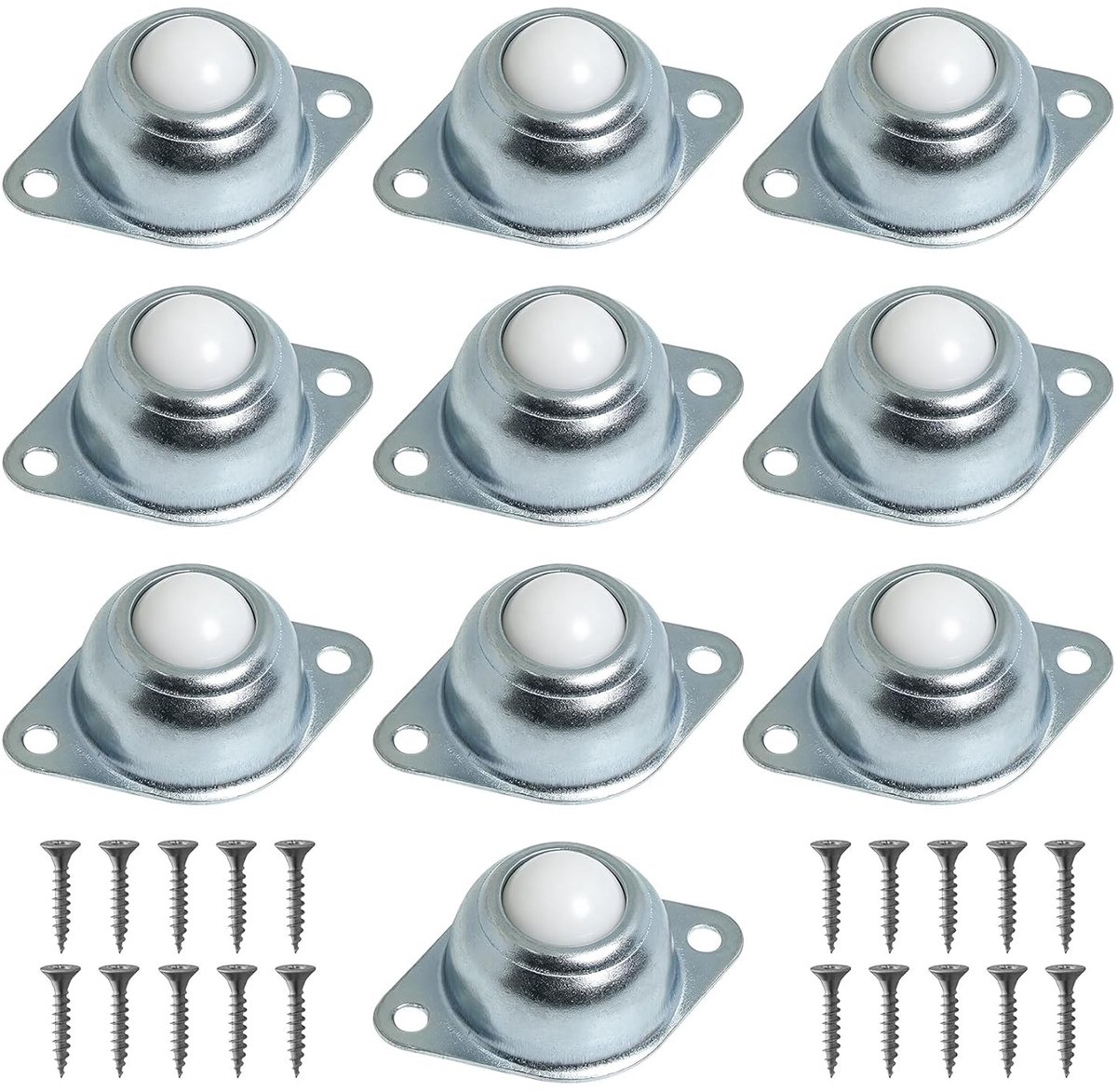 Set van 10 Stuks Ball Rollers voor Meubelwielen - 16mm Nylon Kogelrollers voor Zware Belastingen, Ideaal voor Transport en Beweging van Meubels en Apparatuur