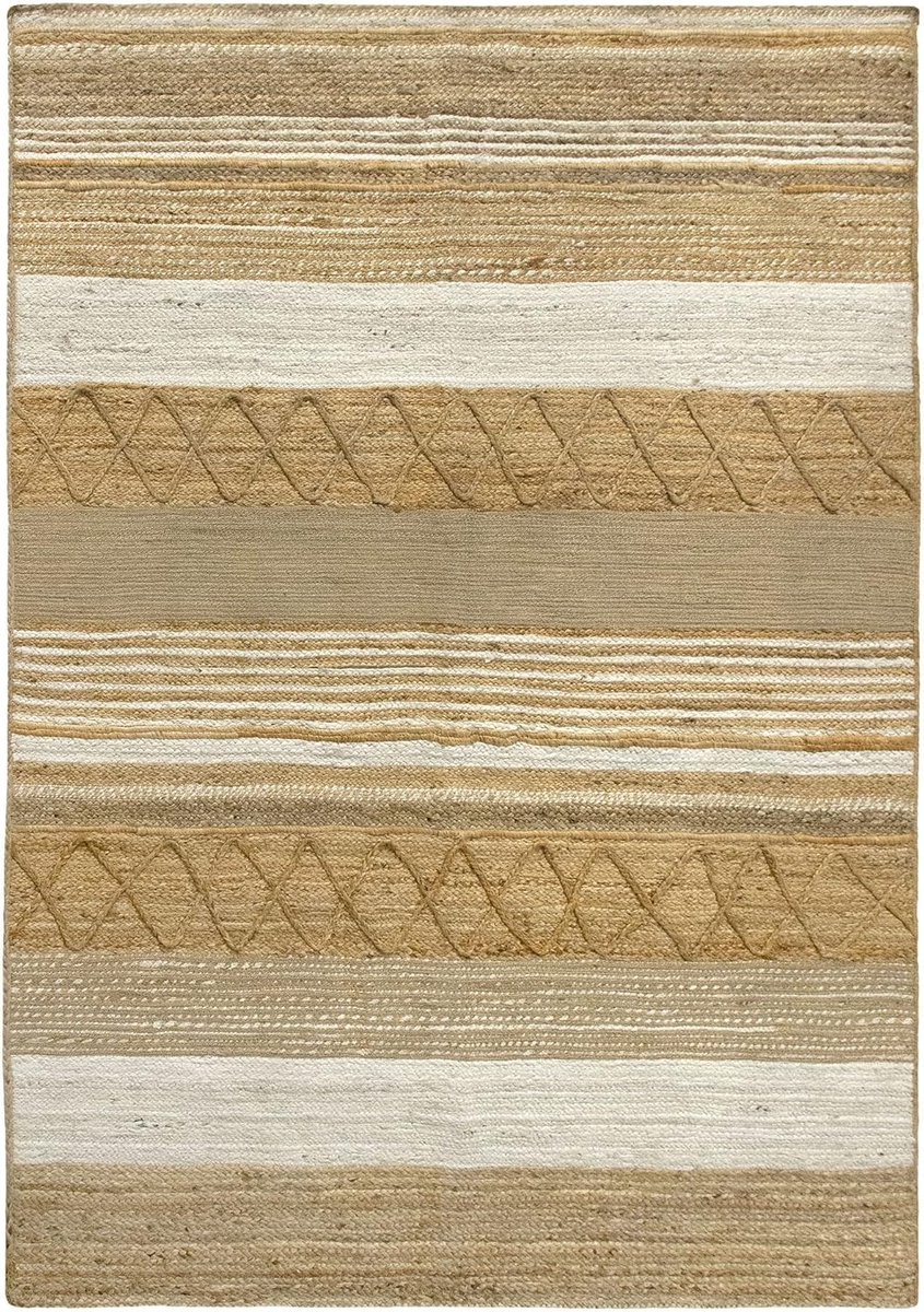 - Jute Sofia tapijt, 100% natuurlijke jutevezel, zacht tapijt, handgeweven, tapijt voor woonkamer, eetkamer, slaapkamer, hal, entree, 230 x 160 cm