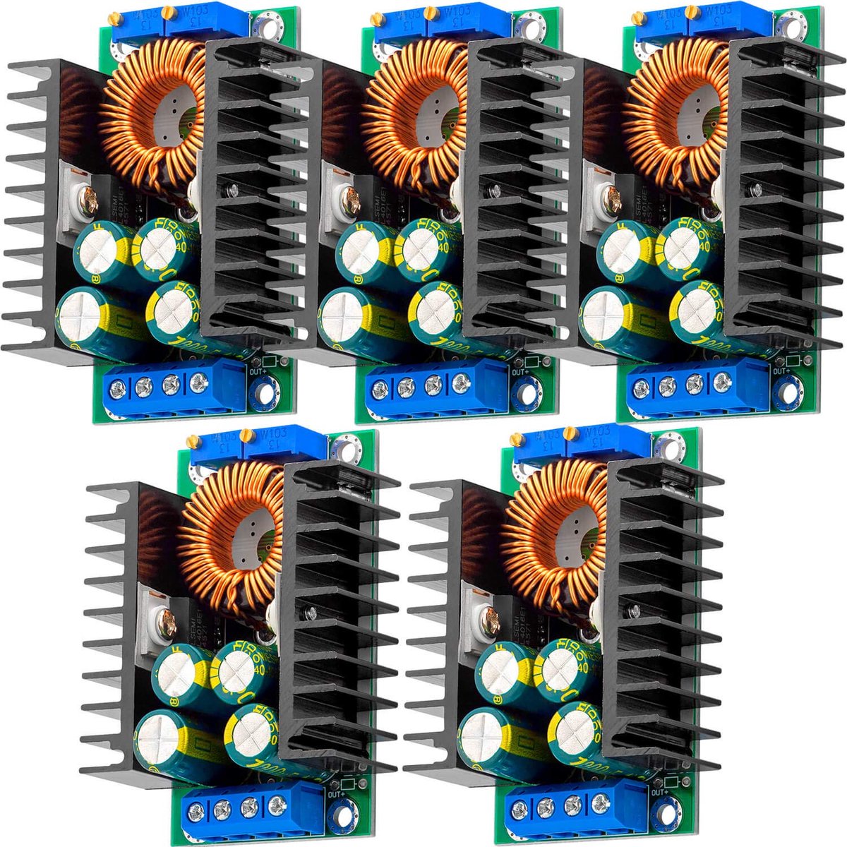 5 x XL4016 Step Down Converter DC-DC 5-40V naar 1.2-35V Inbegrepen compatibel met Arduino inclusief E-Book!