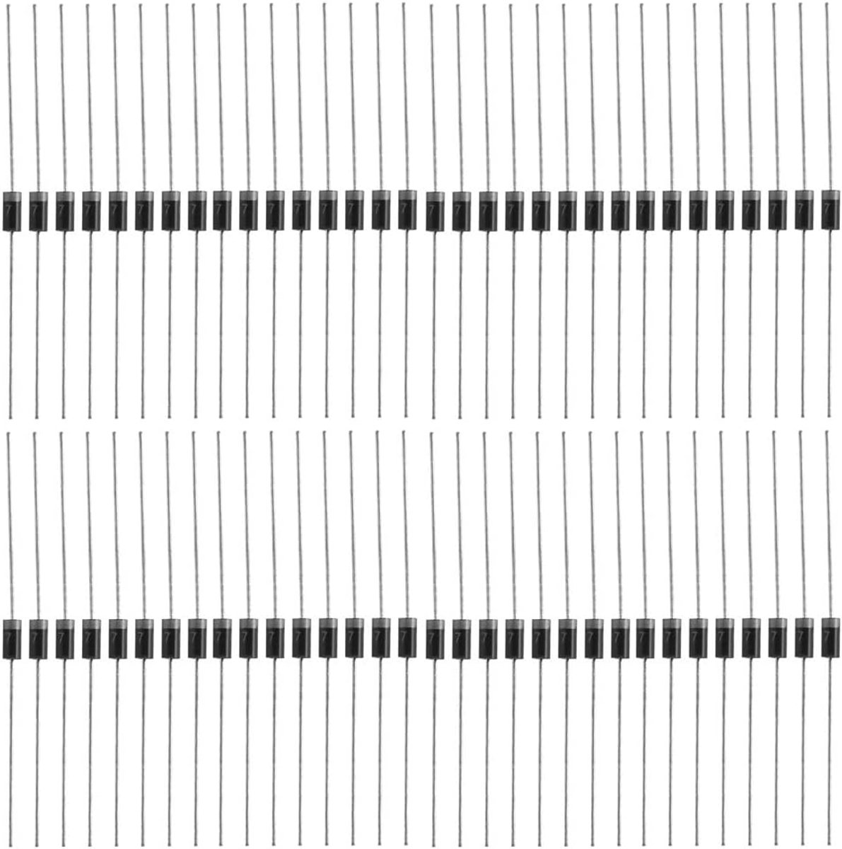 100 Stks Hoge Frequentie Diode, 1N4007 1000 V 1A Hoogspanning Gelijkrichter Diode Rectificerende Diodes Elektronische Silicium Diodes Voor Zonnepaneel Parallelle Reflow Bescherming Diodes