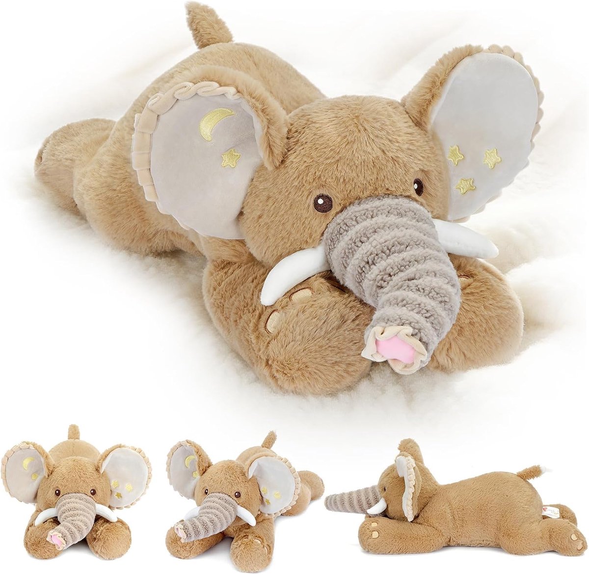 shownicer Kawaii Knuffeldier, olifant, pluche kussen, speelgoed, cadeau voor volwassenen en kinderen van 3 jaar (bruin, 50 cm)