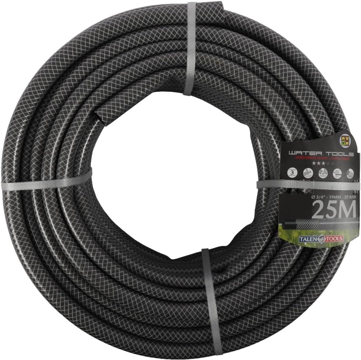 SnelShoppen - Tuinslang - 25 meter - Versterkt - 1/2 inch - Grijs - Tuinonderhoud - Irrigatie - Water geven - Buiten - Tuin, Camping, Feest