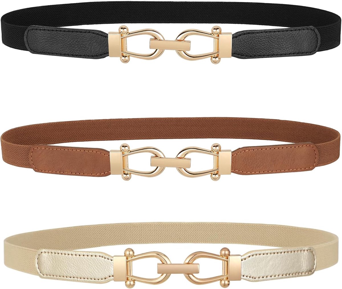 Dunne metalen riem voor dames, elastische metalen kettingriem voor jurk
