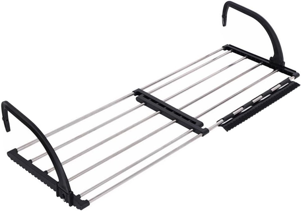 1 Stuks Zwarte Hangend Droogrek, Balkon-Wasdroger, Radiator Droogrek, Radiator Handdoekhouder, Bespaar Ruimte, Voor Het Ophangen Van Kleding Handdoek Ondergoed Schoenen Sokken (45x38cm)