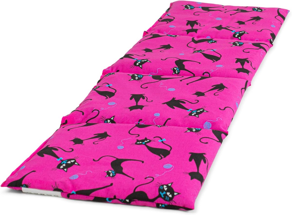 SnelShoppen - 4 Zakken Stijl Lijnzaad Kussen - Warmte en Koeling Kussen - Thermisch Kussen voor Warm en Koud Therapie - 100% Katoen - Kat-Roze - 60x20
