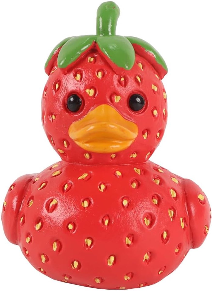 Schattige Fruit Eend Hars Gemaakt Ornament,Fruit Eenden Standbeeld voor Slaapzaal Slaapkamer Werkplek Aardbei