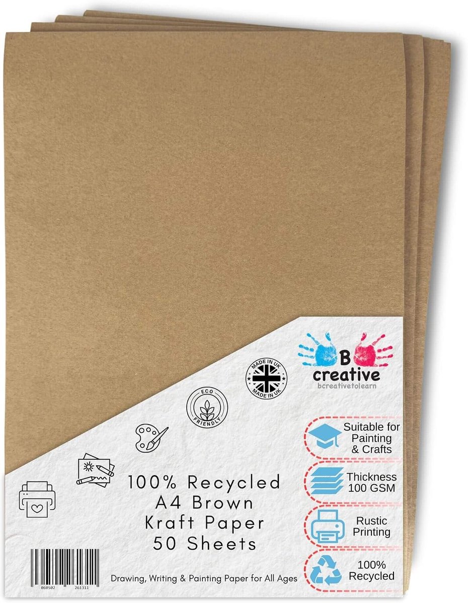 A4 kraft papier 100gsm - 100% gerecycled - dubbelzijdig - ideaal voor creatief gebruik - ShopVlot
