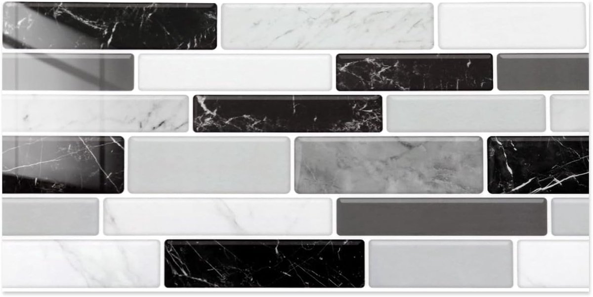 Tegelstickers plaktegels keuken badkamer, 12 stuks, 15 x 30 cm, zelfklevende tegels, tegelfolie, baksteen, backsplash muurstickers, waterdicht kleeftegels