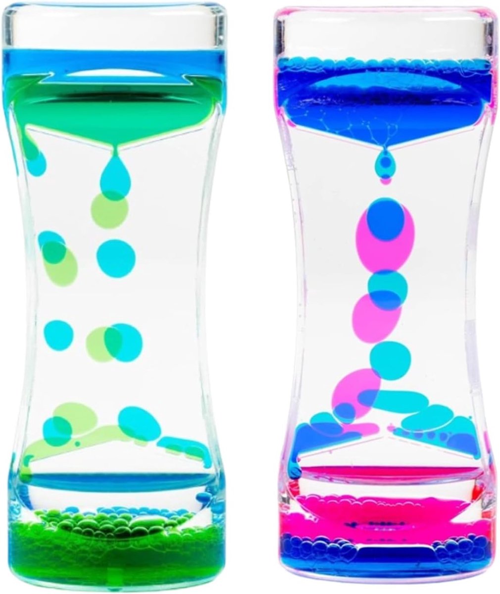 SnelShoppen - Liquid Sensory Timer - 2 Uurglazen met Beweging - Ontspanningsspeelgoed voor Stressverlichting - Geschikt voor Kinderen en Volwassenen -