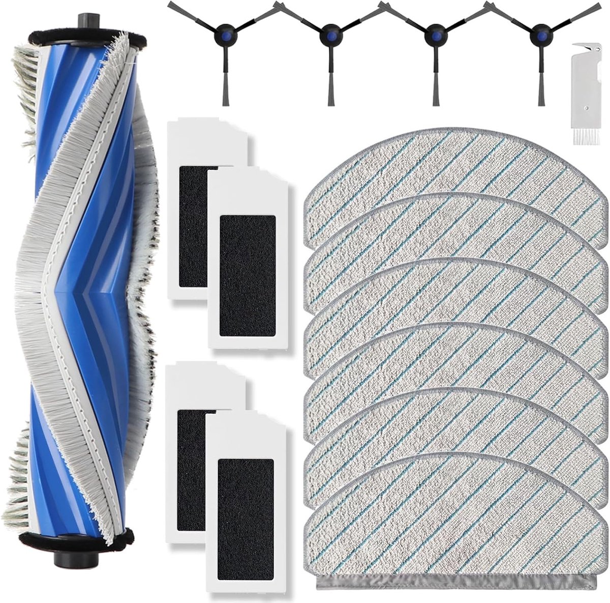 Accessoires voor Ecovacs Deebot N20 Pro Plus/N20 Plus/N20 Plus/N20 robotstofzuiger, set reserveonderdelen met 1 hoofdborstel, 6 wisdoeken, 4 zijborstels, 4 HEPA-filters