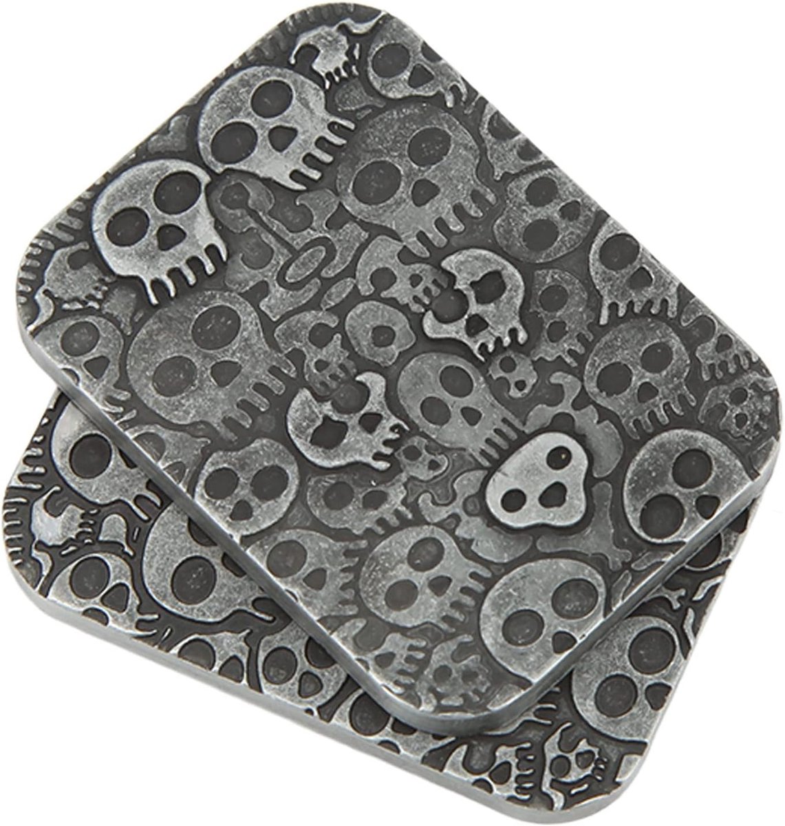 Fidget Slider Toy, draagbaar, metaal, magnetisch, poker push slider met doodskoppatroon voor ADHD autisme, angst, stressvermindering, 4,5 x 3,5 x 1 cm, opbergtas