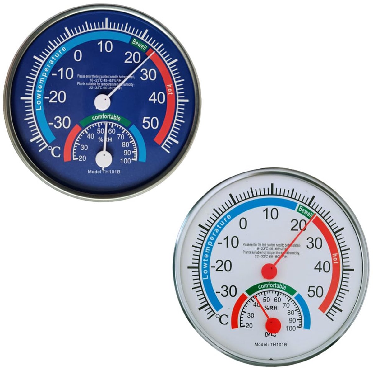 Thermometer Hygrometer 2 Stuks - Blauw & Wit - ABS Kunststof - Voor Gemakkelijke Temperatuurmeting - ShopVlot