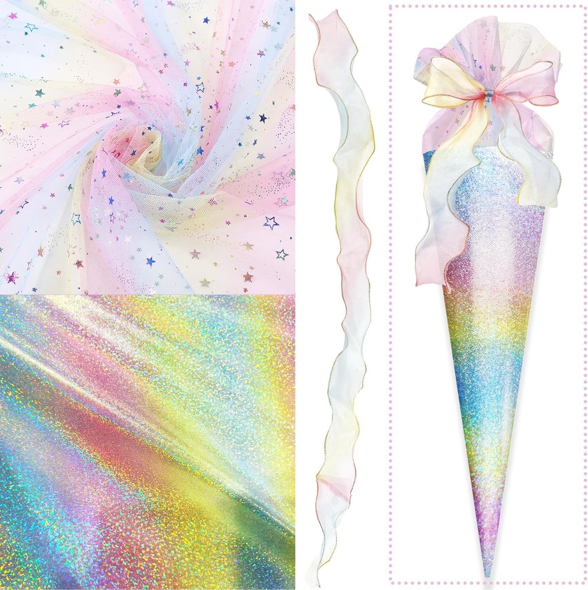 Stof met regenboogpatroon, 100 x 150 cm, elastische stof, 2-weg