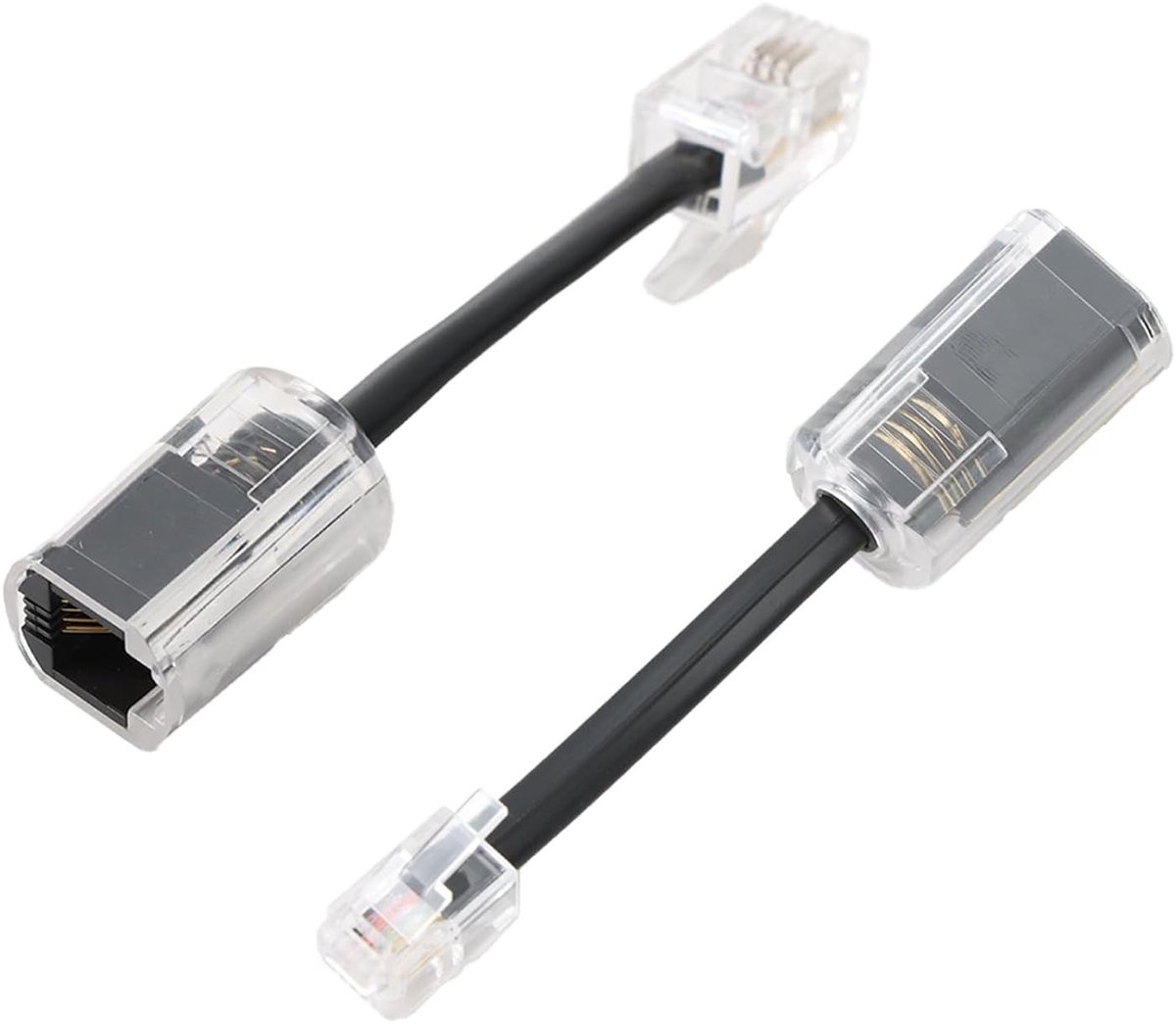 Set van 2 RJ9 4P4C 360° Draaibare Adapters voor Vast Telefoon, Geschikt voor Kantoor en Thuis, Telefoonaccessoires