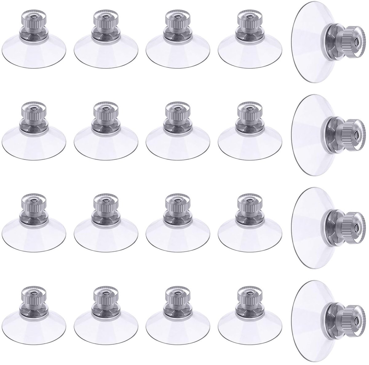 20 stuks zuignap met schroefdraad en kartelmoer, PVC zuignappen Ø30mm, Transparante zuignappen zonder boren, zuignappen haak extra sterk voor ramen, auto, decoratie, keuken, ophanging