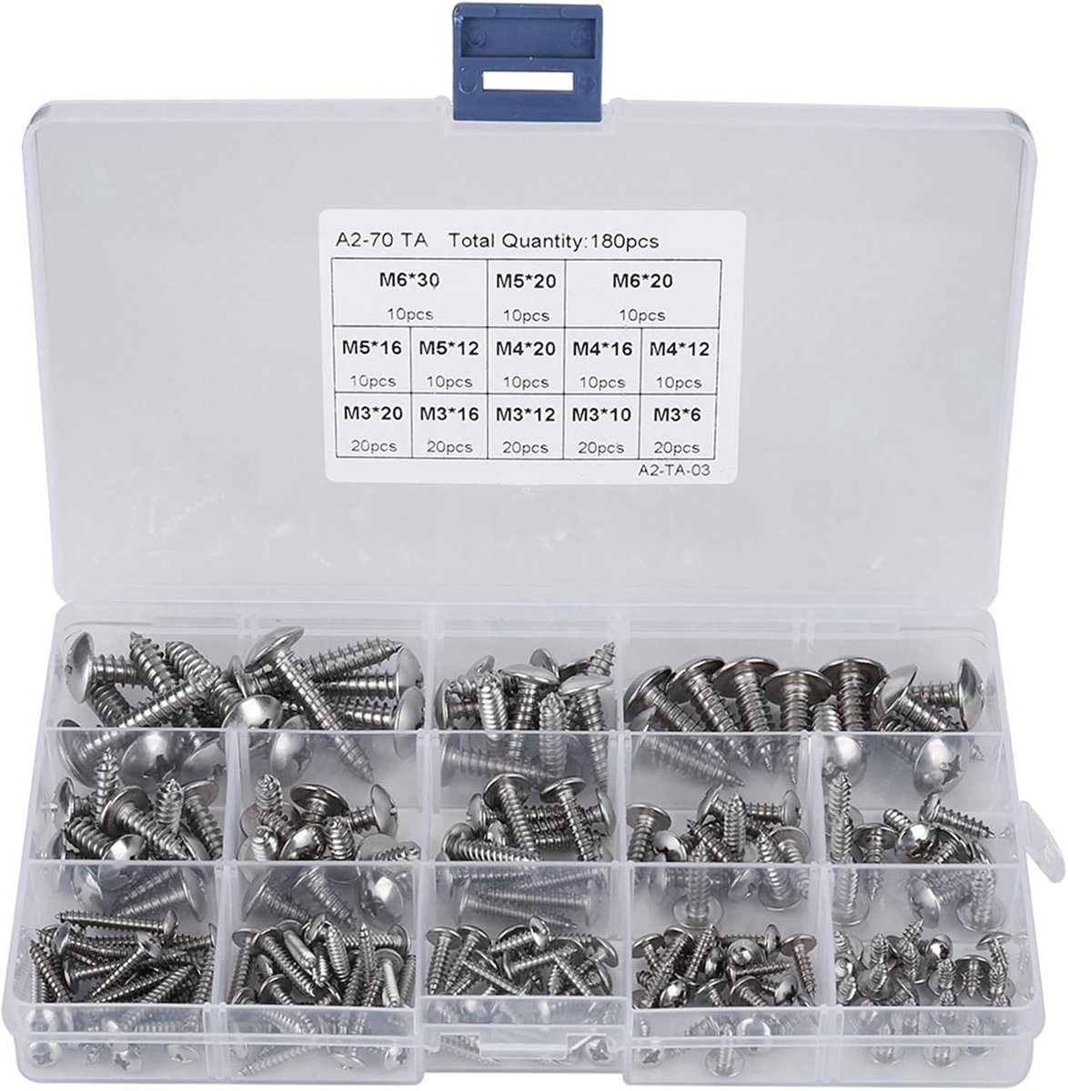Kit, Stainless Steel Self Tapping Screws Assortment Set Precision Workmanship, High Strength Daily Use Hardware Accessory