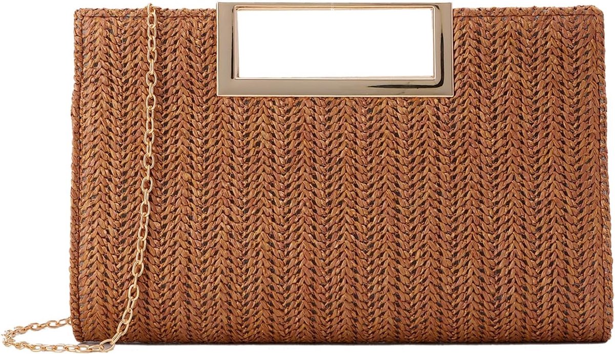 Stro Clutch voor vrouwen zomer stro diner tas met schouderriem geweven handtas voor bruiloft feest