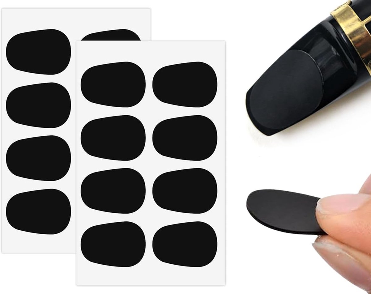 SnelShoppen - 16 Stuks Mondstuk Pads, Rubber Klarinet Bijtbescherming, Hoge Tenor Saxofoon Klarinet Kussentjes, Accessoires voor Bladmuziek (Zwart)