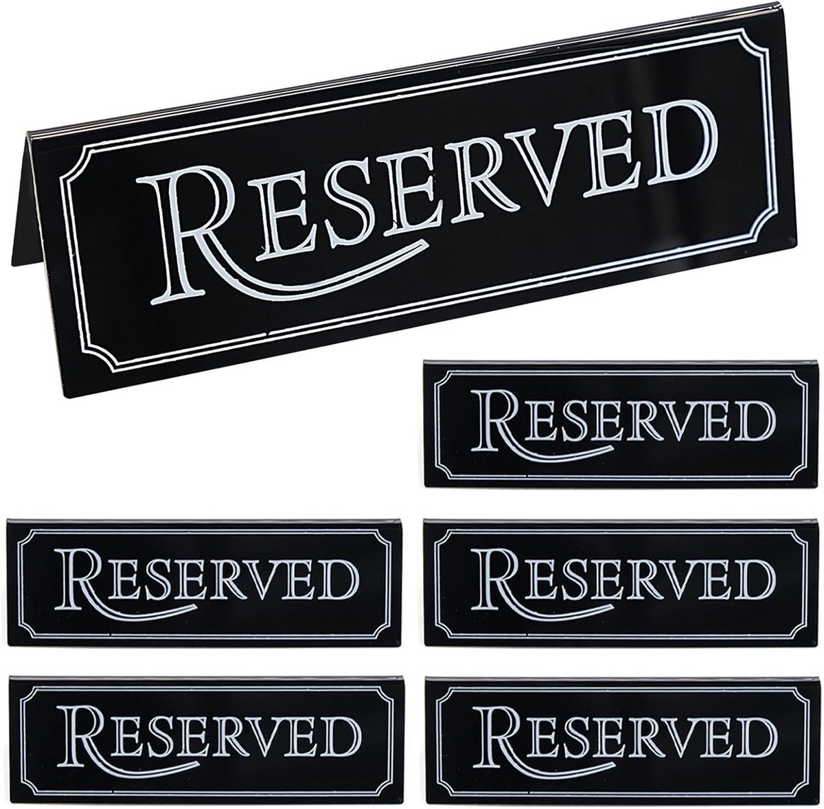 Set of 6 Reserved Table Plates, Acrylic Reserved Table Tent Plate, Guest Reservation, Sign Number Holders for Wedding - ShopVlot