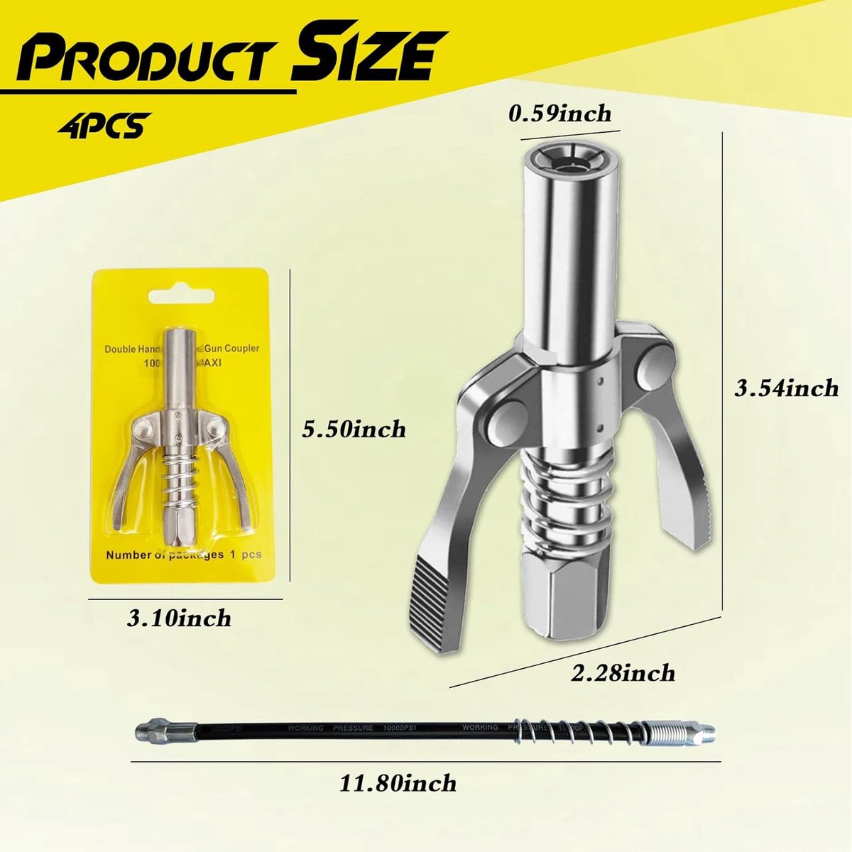 Smeerpistool met dubbele handgreep - G-koppeling - 30 cm slang - Geschikt voor alle smeernippels - ShopVlot