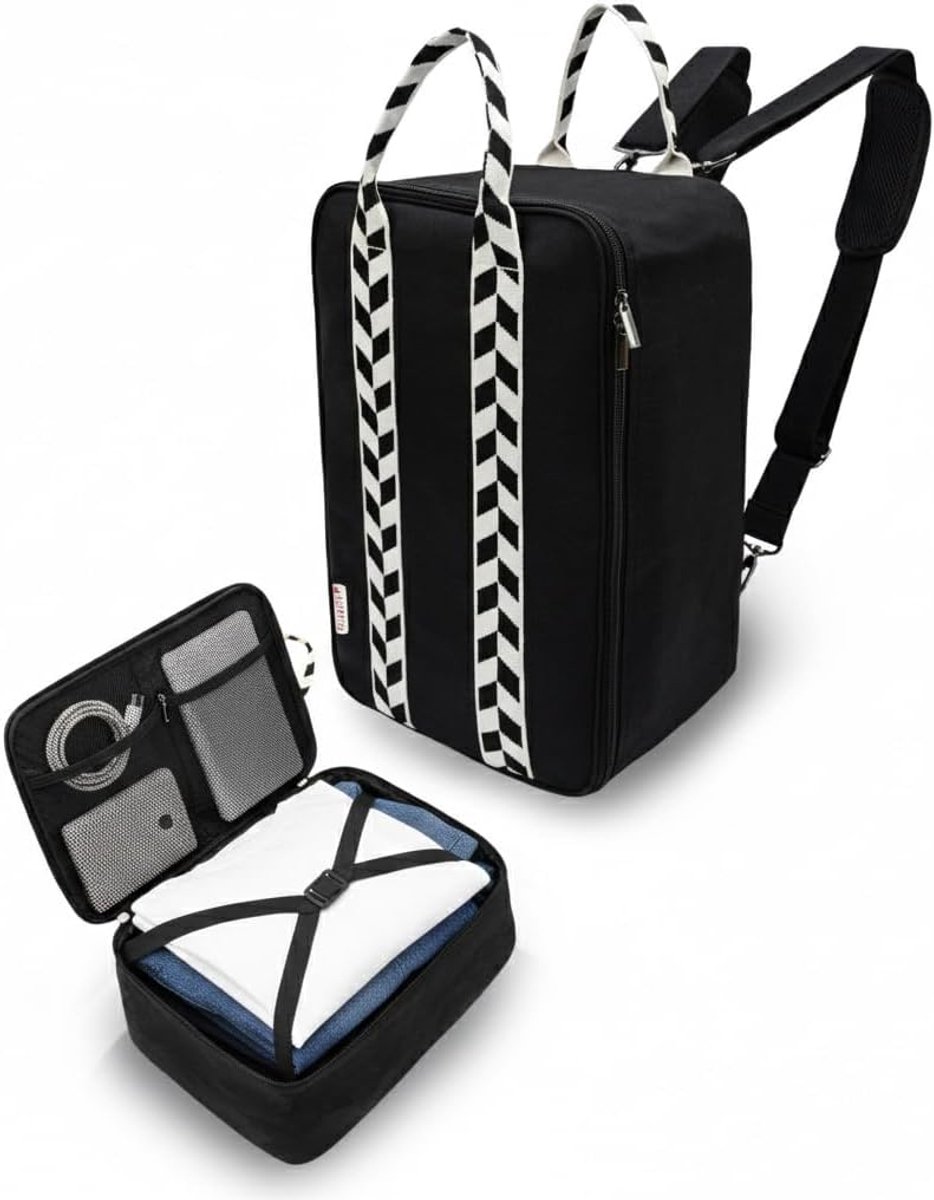SnelShoppen - Ryanair Reistas 40 x 20 x 25 cm, Handbagage Rugzak met Binnenvakken, Trolley Reisbagage, Zwart, Groot Inhoud 20 Liter, Ideaal voor Vlieg
